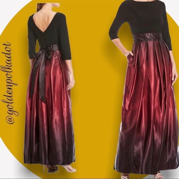 Holiday New Year Pocket Ombré Cocktail Evening Gown Bow ties Back or Front NWT - Picture 2 of 8